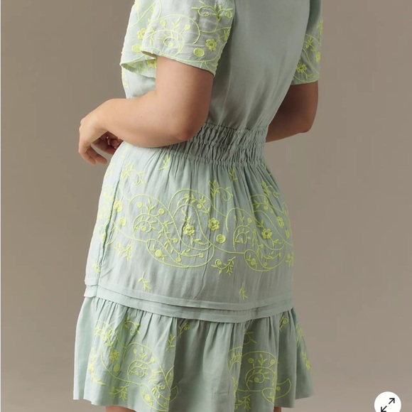 Anthropologie The Somerset Mini Dress Embroidered Linen Edition - Picture 15 of 16